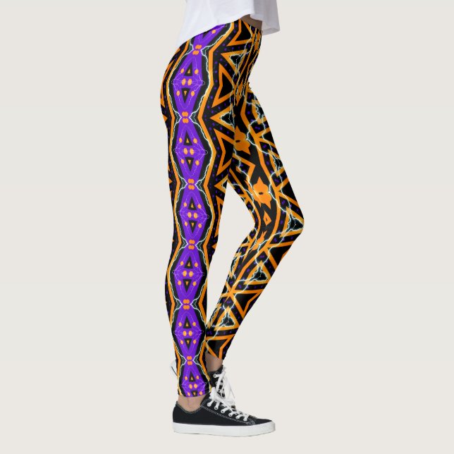 Halloween Tribal Purple Orange Leggings (Droite)