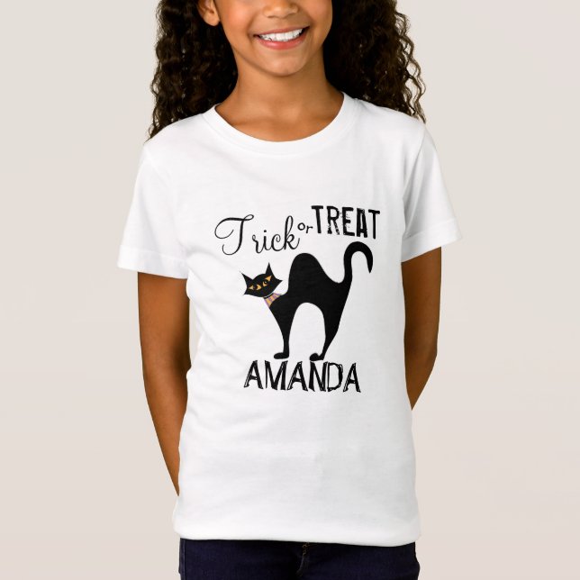 Halloween-Trick oder Behandlung Whimsikkatze T-Shirt (Vorderseite)
