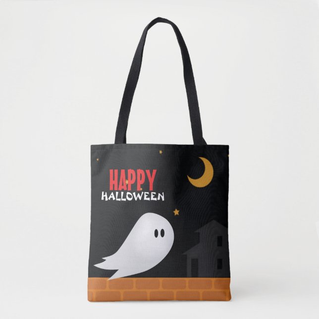 Halloween-Trick oder Cartoon-Geist Tasche (Vorderseite)
