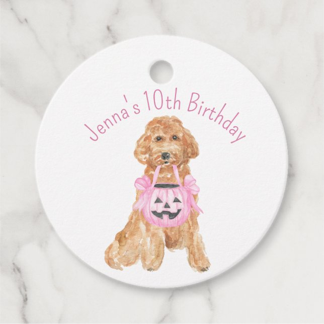 Halloween-Trick oder die Behandlung von Goldendood Geschenkanhänger (Vorderseite)