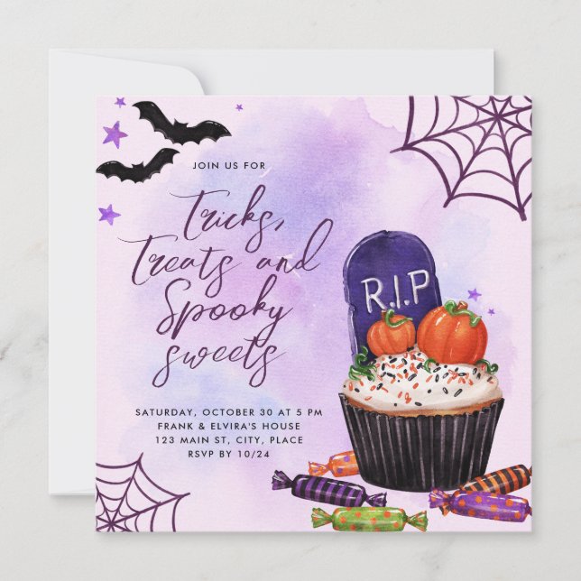 Halloween-Trick oder individuelle Einladung behand (Vorderseite)