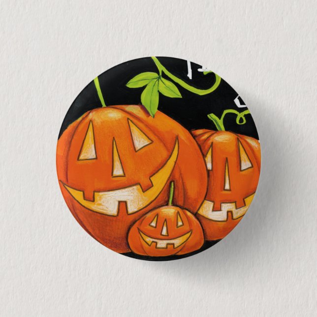 Halloween-Trick oder Leckerei-Kürbis-und Button (Vorderseite)