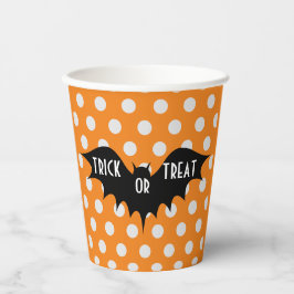 Halloween-Trick oder Orangenpolka-Punkte Pappbecher