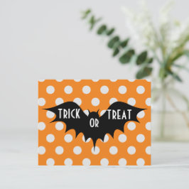 Halloween-Trick oder Orangenpolka-Punkte Postkarte