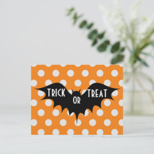Halloween-Trick oder Orangenpolka-Punkte Postkarte