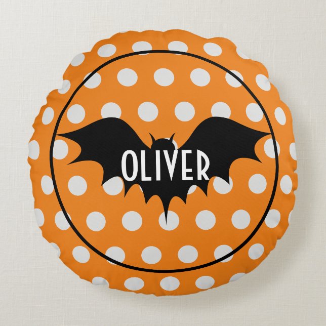 Halloween-Trick oder personalisierte Monogramm beh Rundes Kissen (Vorderseite)