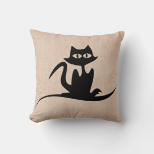 Halloween Trick oder Treat Beängstigend Cat Burlap Kissen