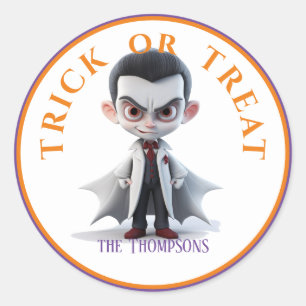 Halloween Trick oder Treat Big Head Dracula Runder Aufkleber