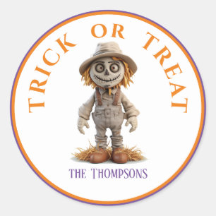 Halloween Trick oder Treat Big Mit Augen Scarecrow Runder Aufkleber