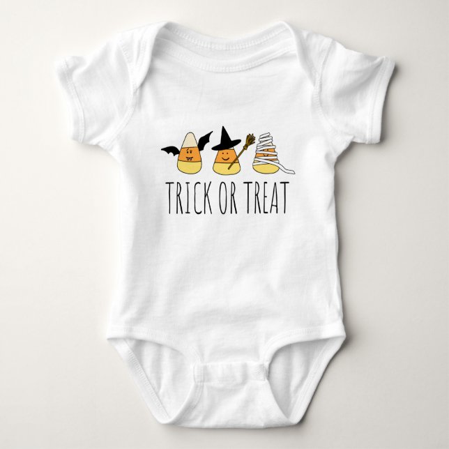 Halloween Trick oder Treat Candy Corn Baby Strampler (Vorderseite)