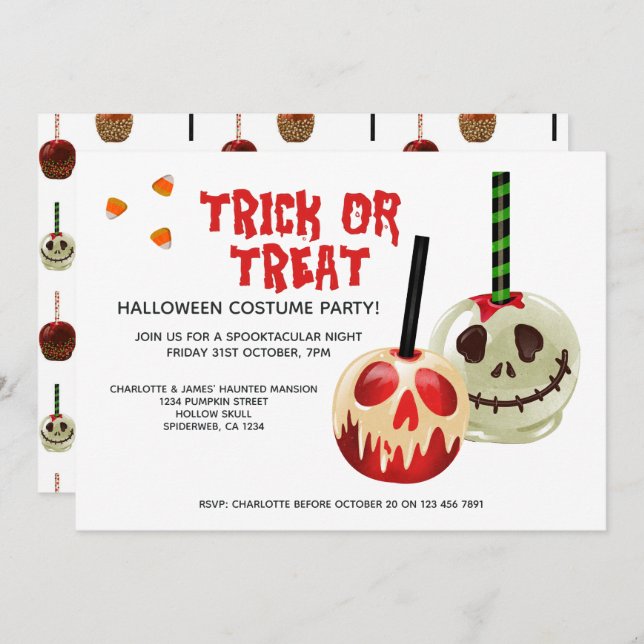 Halloween Trick oder Treat Candy Skull Einladung (Vorne/Hinten)