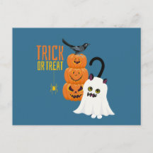 Halloween Trick oder Treat Cat Spaß Postkarte