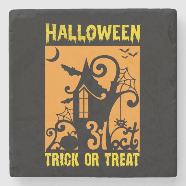 Halloween Trick oder Treat Geburtstag Steinuntersetzer (Vorderseite)