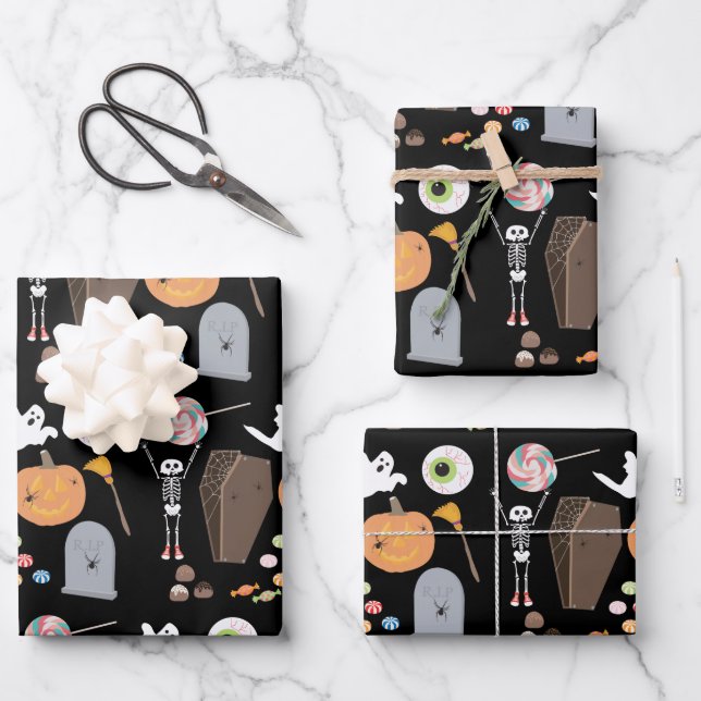 Halloween Trick oder Treat Geschenkpapier Set (Vorderseite)
