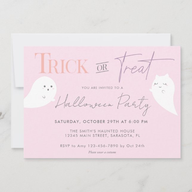 Halloween Trick oder Treat Ghost Einladung (Vorderseite)