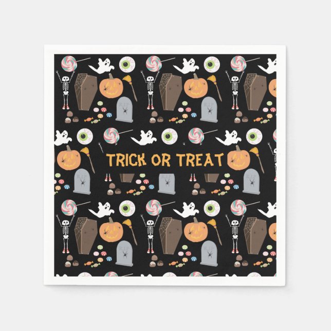 Halloween Trick oder Treat Kids Halloween-Party Serviette (Vorderseite)