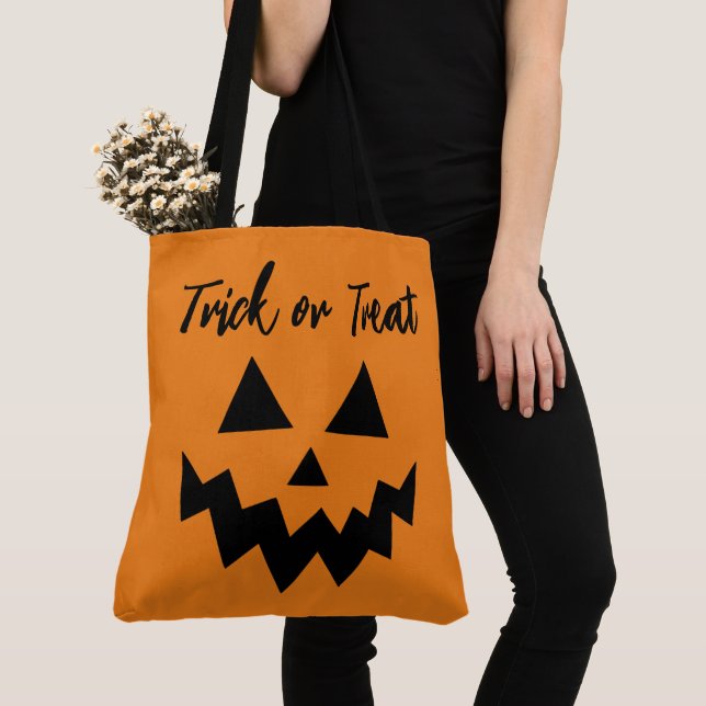 Halloween Trick oder Treat Orange Pumpkin Face Tasche (Von Nahem)