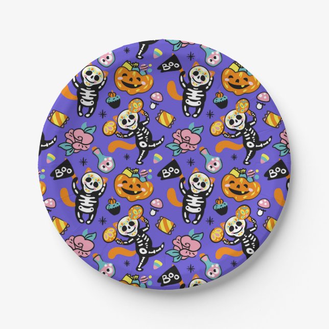 Halloween Trick oder Treat Pappteller (Vorderseite)