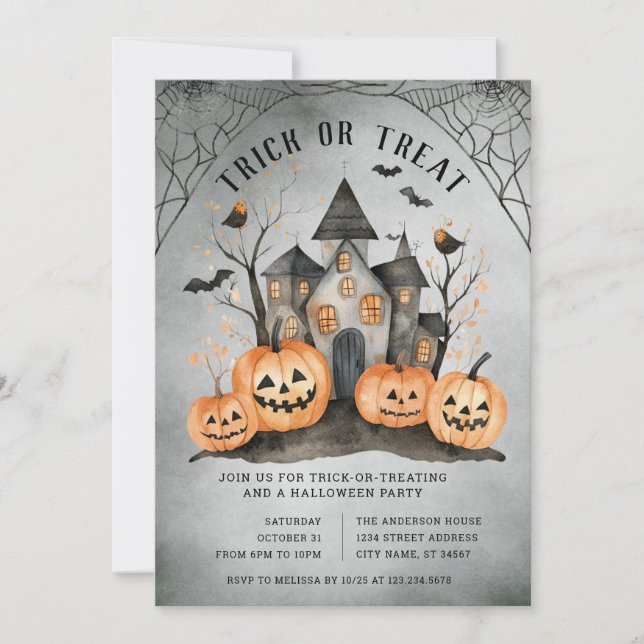 Halloween-Trick oder Treat-Party Einladung (Vorderseite)