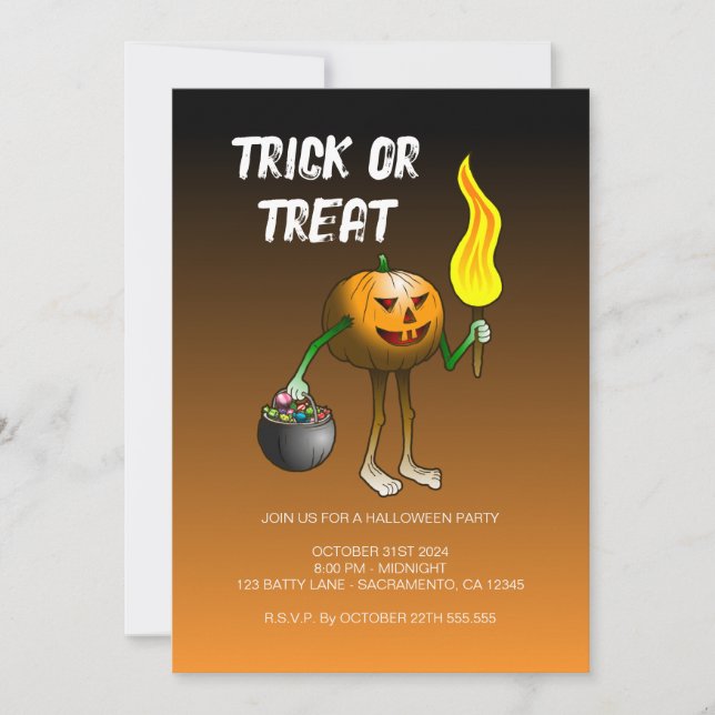 Halloween-Trick oder Treat-Party Einladung (Vorderseite)