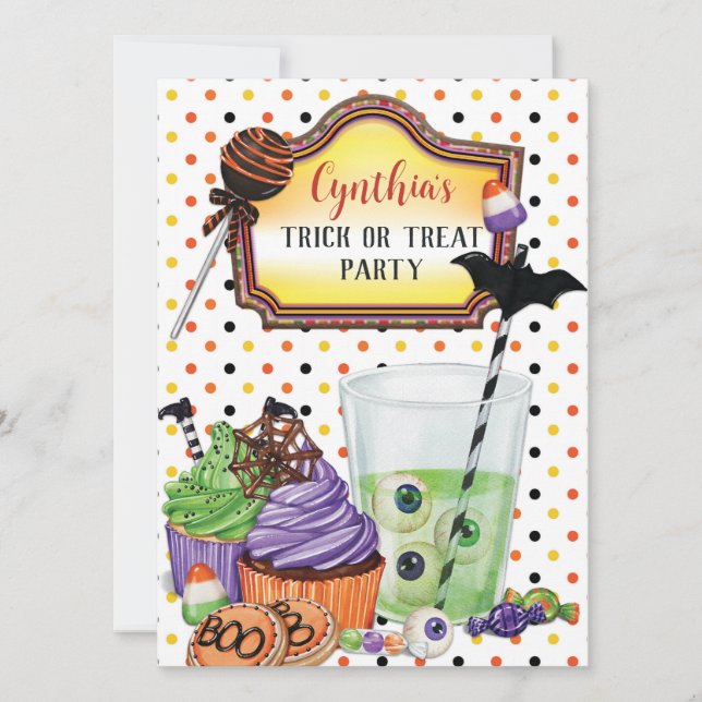 Halloween Trick oder Treat Party Einladung (Vorderseite)