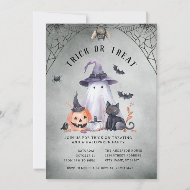 Halloween-Trick oder Treat-Party Einladung (Vorderseite)