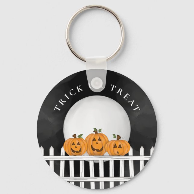 Halloween Trick oder Treat Pumpkin-Kürbislaternen Schlüsselanhänger (Vorderseite)