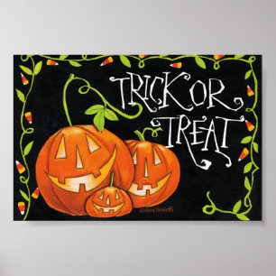 Halloween Trick oder Treat Pumpkin und Candy Corn Poster