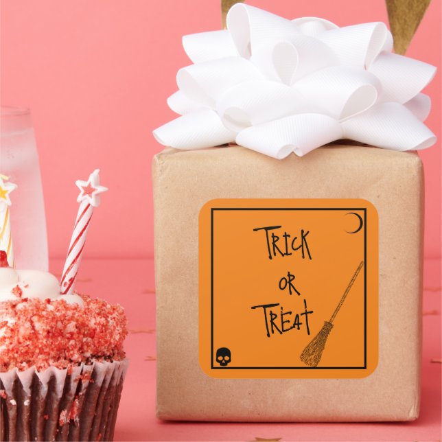 Halloween Trick oder Treat Quadratischer Aufkleber (Party)