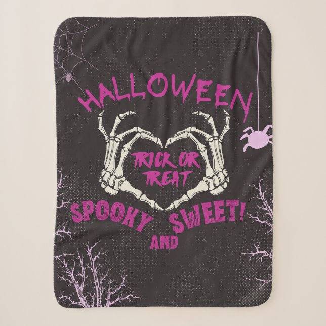 Halloween Trick oder Treat Spooky und Sweet Deco Sherpadecke (Vorderseite)