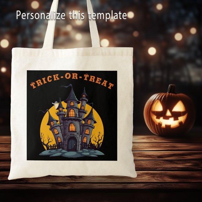 Halloween Trick oder Treat Spuk House Tragetasche (Halloween Trick Or Treat Haunted House Tote Bag)
