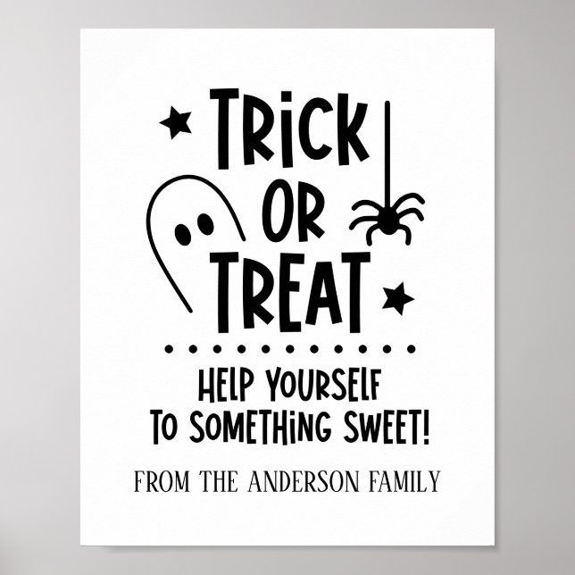 Halloween Trick oder Treat Table Sign Poster (Vorne)