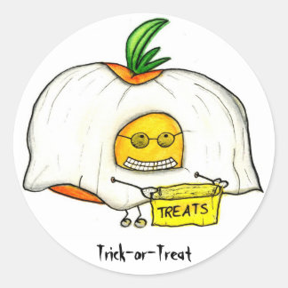 Halloween Trick oder Treat Tomato Ghost Runder Aufkleber