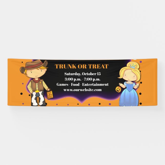 Halloween Trick oder Treat Trunk oder Leckerei Ban Banner (Horizontal)