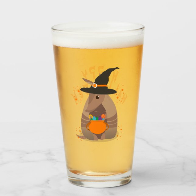 Halloween Trick-oder-Treating Armadillo Witch Texa Glas (Vorne (Gefüllt))