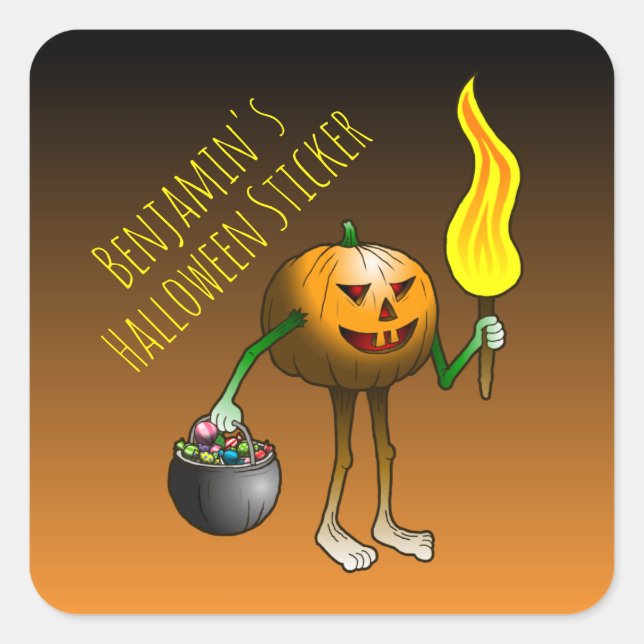 Halloween Trick oder Treuhandschuh Quadratischer Aufkleber (Vorderseite)