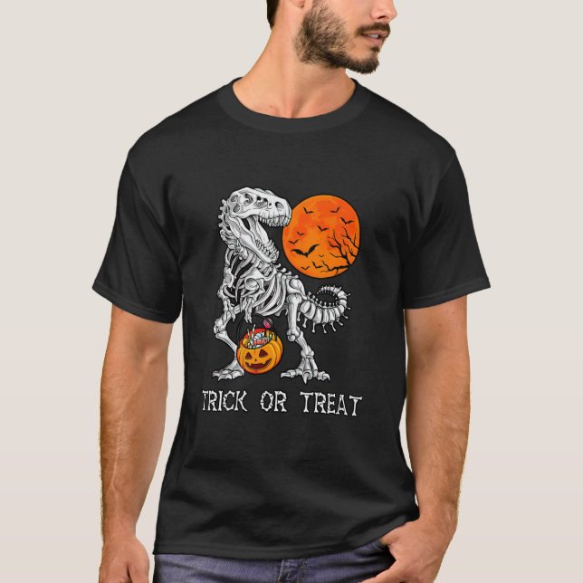 Halloween Trick or Treat Dinosaur Skeleton rex T-Shirt (Vorderseite)