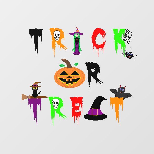 Halloween "Trick or Treat" Fensterheber Fensteraufkleber (Blatt)