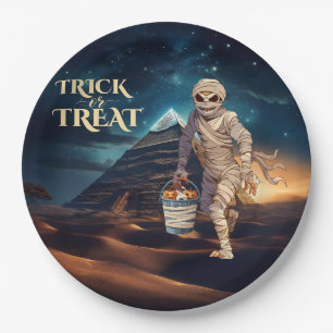 Halloween Trick or Treat Mumie Pappteller