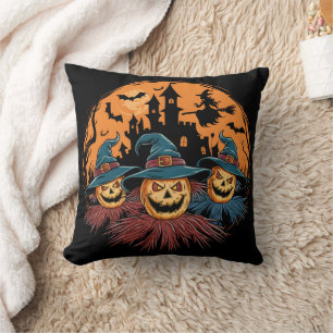 Halloween-Trio in einem spöttischen Hintergrund Kissen