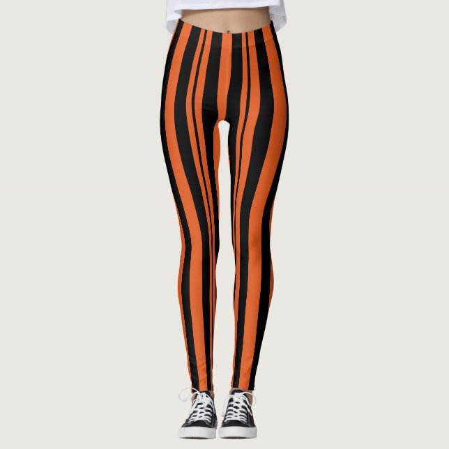 Halloween tripe Orange et Leggings noirs (Devant)