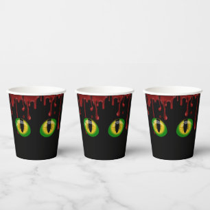 Halloween-Tropfen graue Monster-Augen Pappbecher