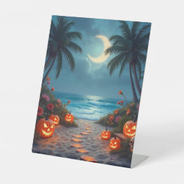 Halloween-tropischer Strand Sockelschild