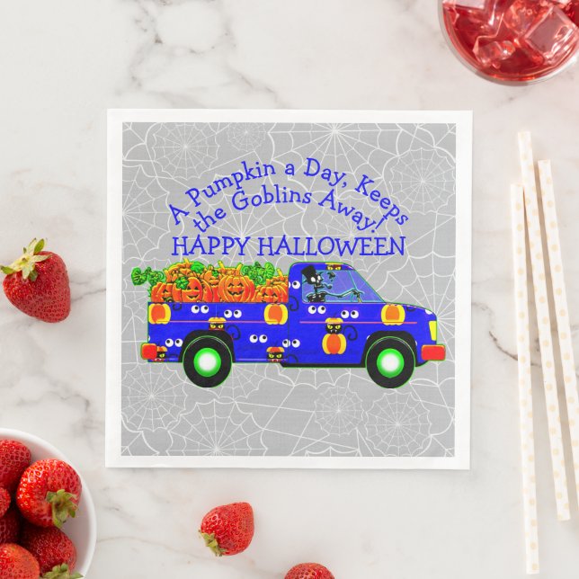 Halloween Truck Pumpkin Day Behalte Goblins weg Serviette (Beispiel)
