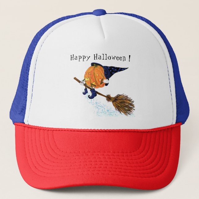 Halloween Trucker Hat Hexenkürbis Truckerkappe (Vorderseite)
