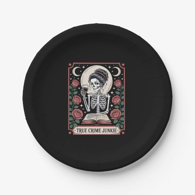 Halloween True Crime Junkie Tarot Card Pappteller (Vorderseite)