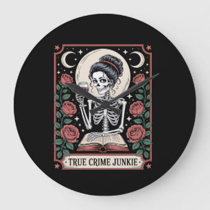 Halloween True Crime Junkie Tarotkarte Große Wanduhr