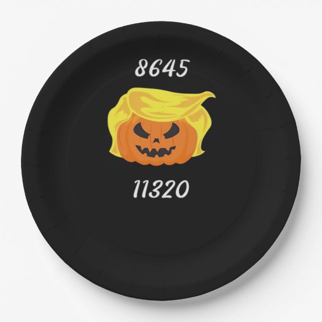 Halloween Trumpkin Design Pappteller (Vorderseite)