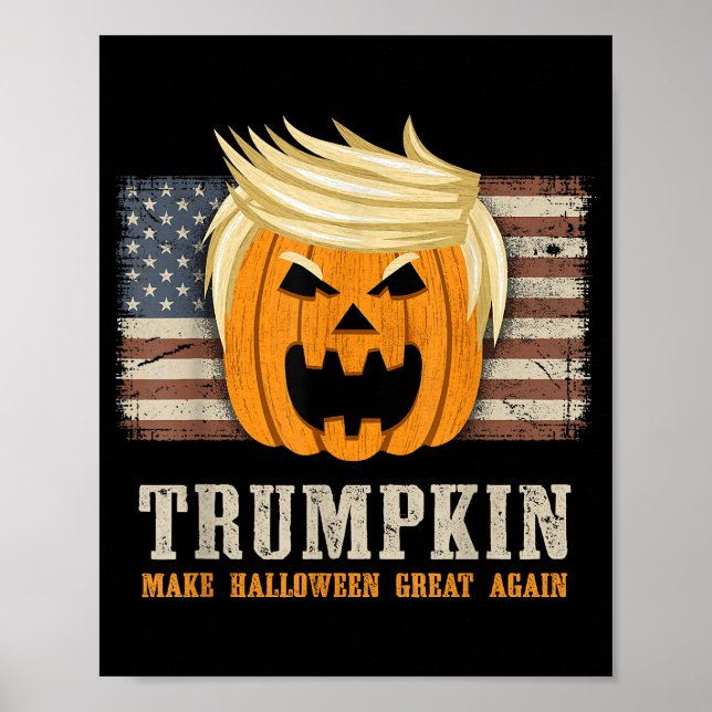 Halloween Trumpkin Vintage US-Flag Poster (Vorne)