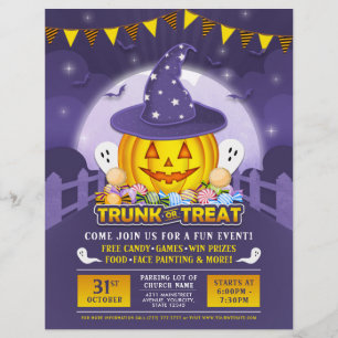Halloween Trunk oder Leckerei Niedlicher Kürbisere Flyer